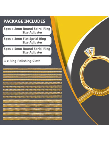 Ajustadores de Anillos Silicona Dorada 15pcs ENHONG