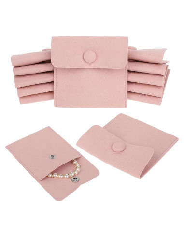 Bolsas de Joyería de Viaje Molain, 12 Piezas Microfibra Rosa