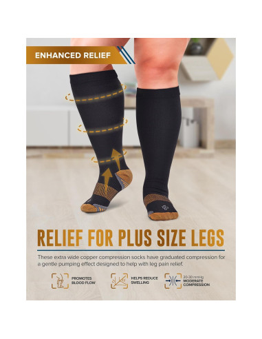 Calcetines de Compresión de Cobre Doctor's Select 3X Negro - 2 Pares