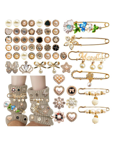 54 Alfileres de Broche de Perlas AEDOVE para Calcetines