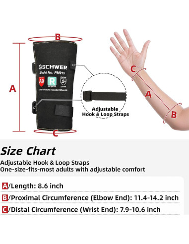 Mangas de brazo Schwer PM915 A9 - Protección contra cortes 20.32 cm
