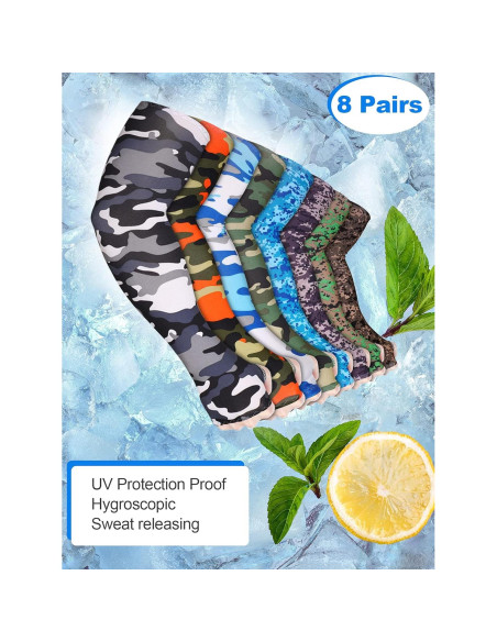 Mangas de Brazo Tatuo 8 Pares Unisex Camuflaje Protección UV Mangas de Brazo Tatuo 8 Pares Unisex Camuflaje Protección UV