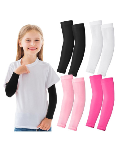 Mangas de Compresión para Niños - 4 Pares Multicolor