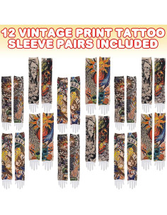 Mangas de Tatuaje Temporales ArtCreativity - 12 Pares Vintage 2