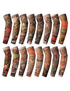 Mangas de Tatuaje Temporal Jecery 16 Pcs UV Protección Solar