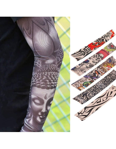 12 Mangas de Tatuaje Temporal HILLHOME Unisex Protección Solar
