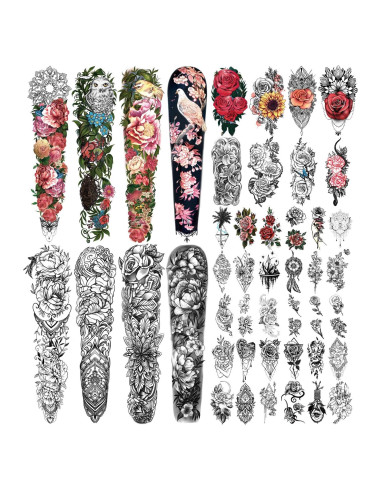 Tatuajes Temporales de Manga Completa Yazhiji 46 Hojas Rosa