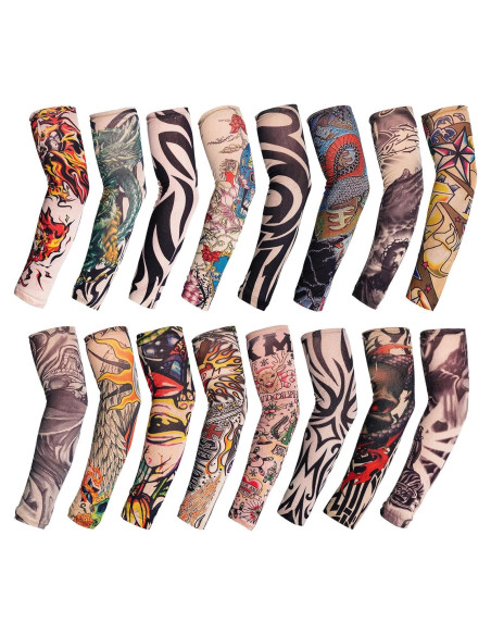 HOVEOX 16 Piezas Mangas de Tatuaje Temporales Unisex - Grande HOVEOX 16 Piezas Mangas de Tatuaje Temporales Unisex - Grande