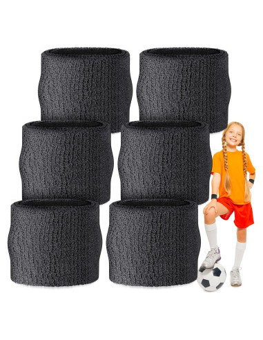 Muñequera Deportiva Wettarn para Niños - 6 Piezas Negras