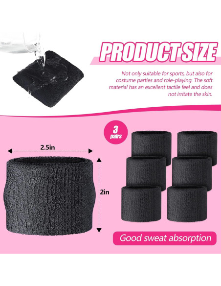 Muñequera Deportiva Wettarn para Niños - 6 Piezas Negras Muñequera Deportiva Wettarn para Niños - 6 Piezas Negras