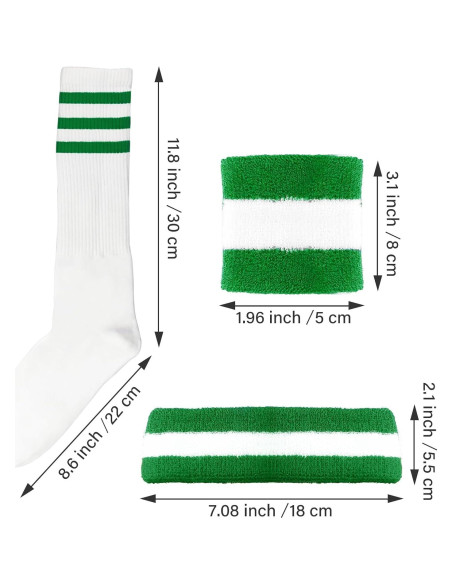Conjunto de 10 Piezas Muñequera y Calcetines Rayas BHUCUTU Conjunto de 10 Piezas Muñequera y Calcetines Rayas BHUCUTU