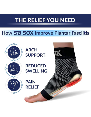 Calcetines de Compresión SB SOX para Fascitis Plantar - Negro Mediano