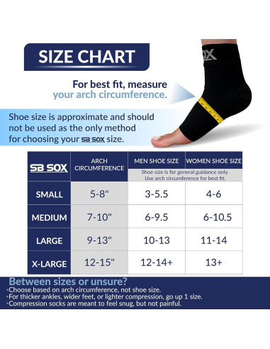 Calcetines de Compresión SB SOX para Fascitis Plantar - Negro Mediano