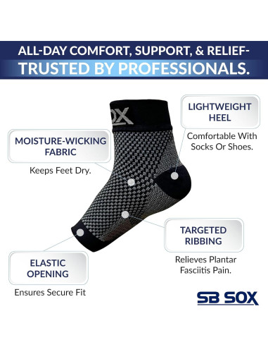 Calcetines de Compresión SB SOX para Fascitis Plantar - Negro Mediano