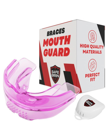 Protector Bucal SafeGrin Rosa para Deportes - Silicona para Frenos