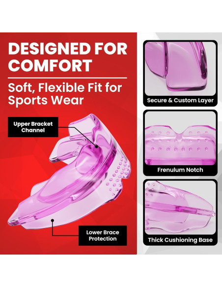 Protector Bucal SafeGrin Rosa para Deportes - Silicona para Frenos Protector Bucal SafeGrin Rosa para Deportes - Silicona para Frenos