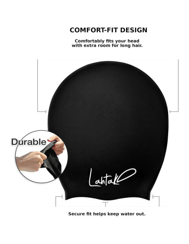 Gorro de Natación Lahtak Extra Grande Silicona Negro - Antifugas