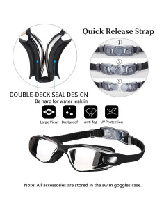 Gafas de natación Hurdilen con estuche, tapones y gorro 2