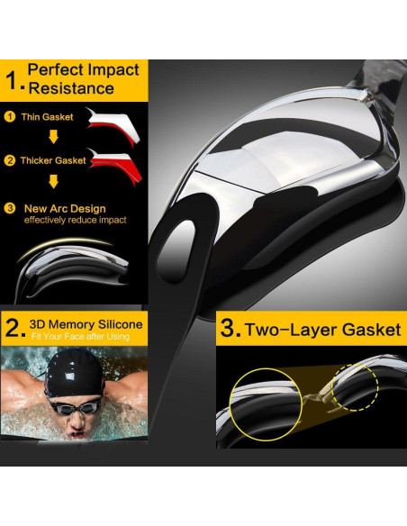 Gafas de natación Hurdilen con estuche, tapones y gorro Gafas de natación Hurdilen con estuche, tapones y gorro