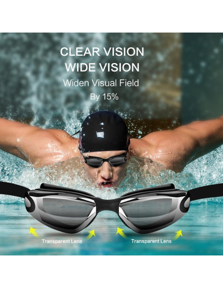Gafas de natación Hurdilen con estuche, tapones y gorro Gafas de natación Hurdilen con estuche, tapones y gorro