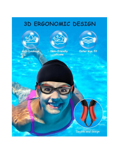 Gafas de natación Hurdilen para niños 3-14 años con gorro