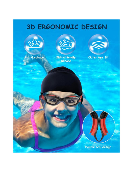 Gafas de natación Hurdilen para niños 3-14 años con gorro Gafas de natación Hurdilen para niños 3-14 años con gorro