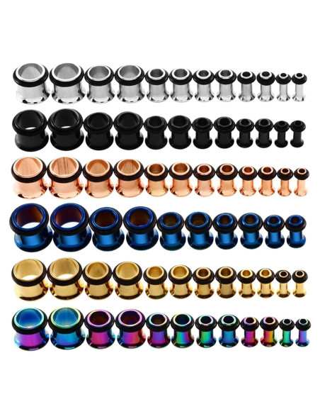 Kit de Tapones para Oídos KUBOOZ Acero Inoxidable 9 Pares 14G-00G Kit de Tapones para Oídos KUBOOZ Acero Inoxidable 9 Pares 14G-00G