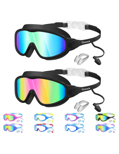 Gafas de natación Vvinca para niños con tapones y clip nariz Gafas de natación Vvinca para niños con tapones y clip nariz