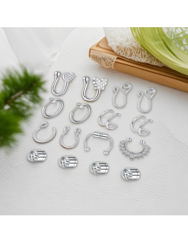 Aros Falsos de Septum D.Bella 20G Ajustables Acero Inoxidable
