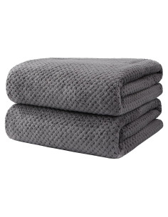 HOMEXCEL Juego de 2 Toallas de Baño Microfibra Gris 68.6x137.2cm