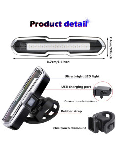 Luz Trasera de Bicicleta Mudder 110 Lúmenes Recargable USB 2