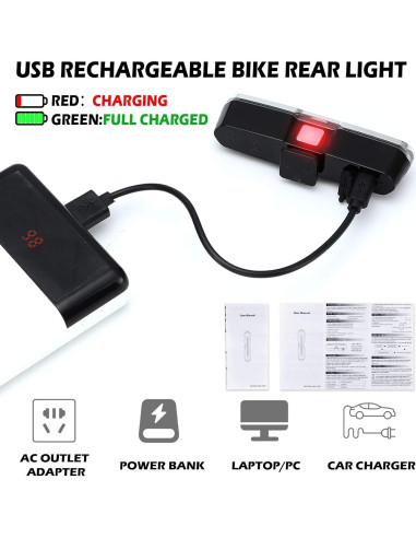 Luz Trasera de Bicicleta Mudder 110 Lúmenes Recargable USB