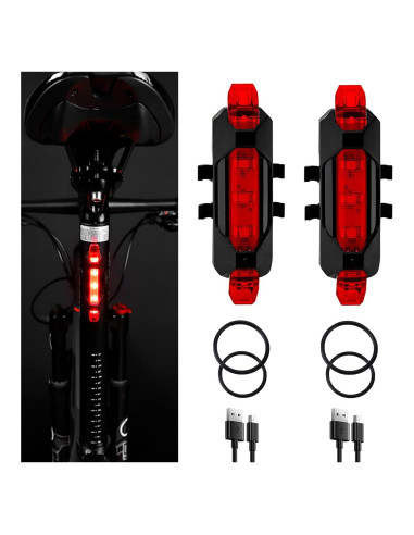 Paquete de 2 luces traseras LED recargables YUERWOVER 918
