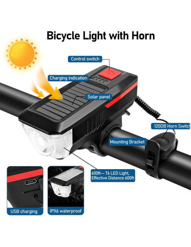 Luces LED para Bicicleta LEDHOLYT, Faro y Luz Trasera Impermeable