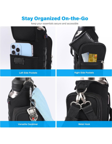 icolor Bolsa de Gimnasio Magnética Portabotellas con Bolsillos