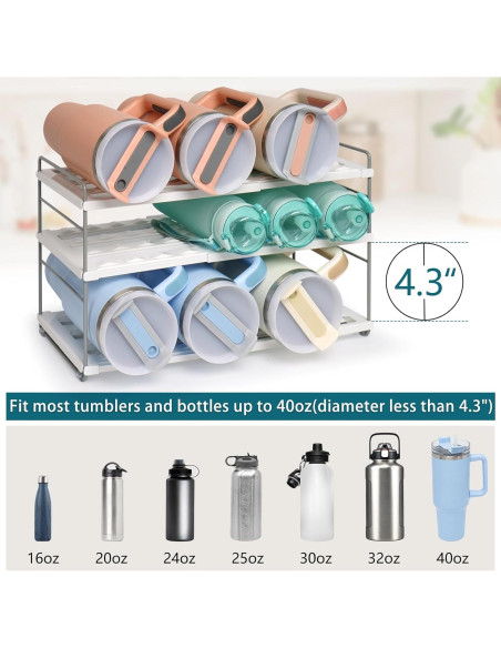 Organizador de Botellas de Agua JUPELI 3 Niveles Ajustable Blanco Organizador de Botellas de Agua JUPELI 3 Niveles Ajustable Blanco