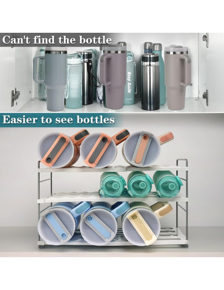 Organizador de Botellas de Agua JUPELI 3 Niveles Ajustable Blanco Organizador de Botellas de Agua JUPELI 3 Niveles Ajustable Blanco