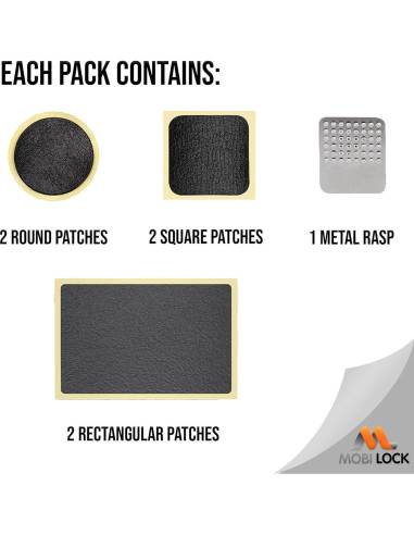 Kit de Parches Autoadhesivos para Bicicleta Mobi Lock - 6 Piezas