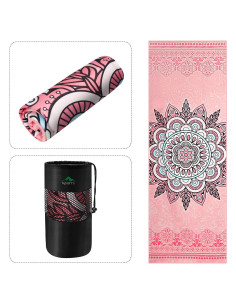 Toalla de Yoga Antideslizante Keemi 185x64cm Mandala Rosa
