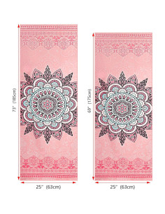 Toalla de Yoga Antideslizante Keemi 185x64cm Mandala Rosa 2