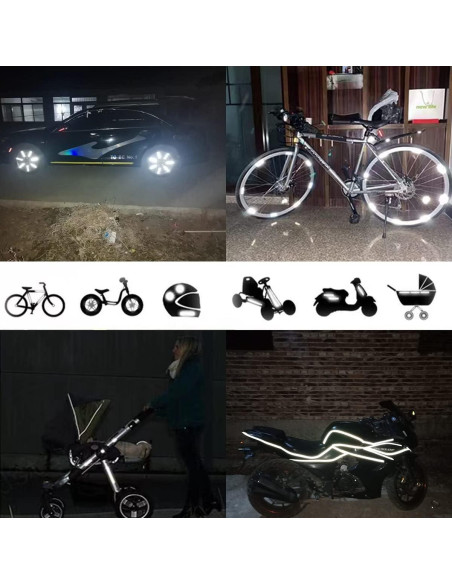 42 Calcomanías Reflectantes Hsathoac para Bicicleta y Casco 42 Calcomanías Reflectantes Hsathoac para Bicicleta y Casco
