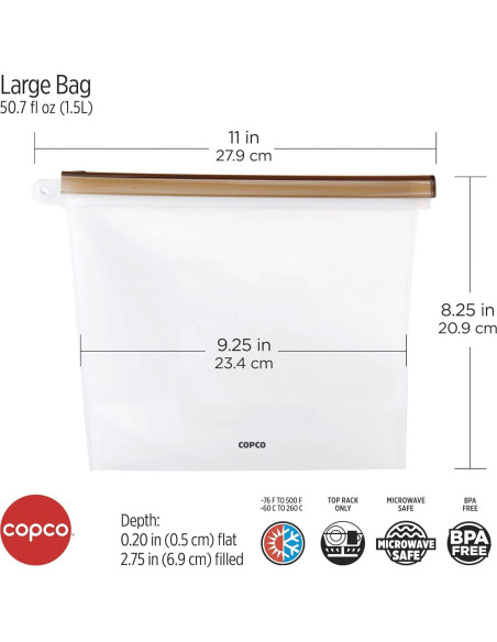 Bolsa de Almacenamiento Silicona Reutilizable Copco 1500 ml Bolsa de Almacenamiento Silicona Reutilizable Copco 1500 ml