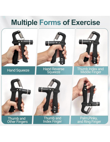 Fortalecedor de Agarre de Mano WWJ Ajustable 10-130Lbs Negro