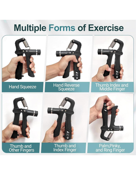 Fortalecedor de Agarre de Mano WWJ Ajustable 10-130Lbs Negro Fortalecedor de Agarre de Mano WWJ Ajustable 10-130Lbs Negro