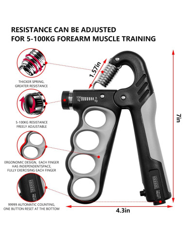 Fortalecedor de Agarre MXhme Ajustable 5-100KG para Mano
