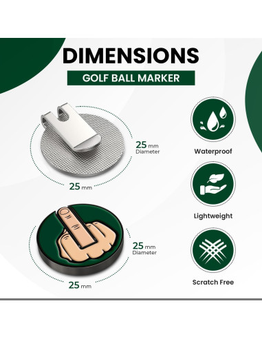 Marcador de Pelota de Golf K9King Dedo Medio con Clip Magnético