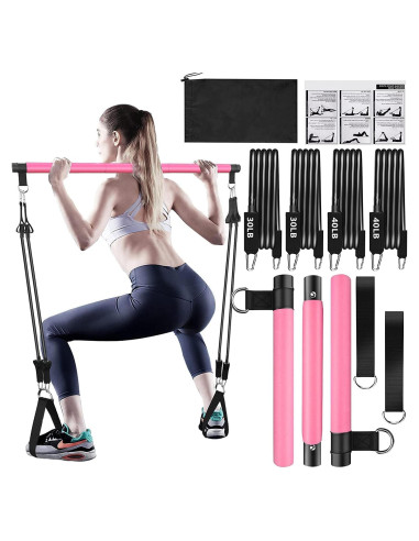 Kit de Barra de Pilates Bbtops con Bandas de Resistencia 13.6/18.1 kg