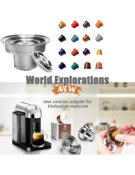 Adaptador de cápsulas reutilizables V,ertuo para Nespresso GCA1 Adaptador de cápsulas reutilizables V,ertuo para Nespresso GCA1