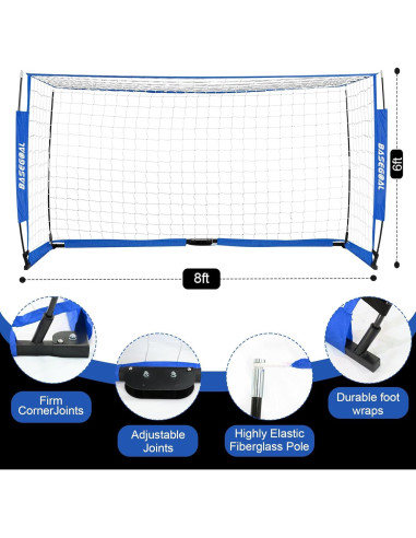 Portería de Fútbol BaseGoal 8x6 Pies Plegable con Escalera