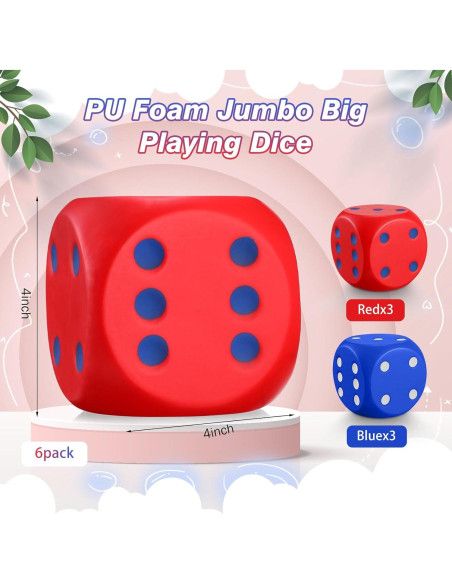 Dados de Espuma Jumbo Simgoing 10 cm - 6 Pcs Alivio Estrés Dados de Espuma Jumbo Simgoing 10 cm - 6 Pcs Alivio Estrés